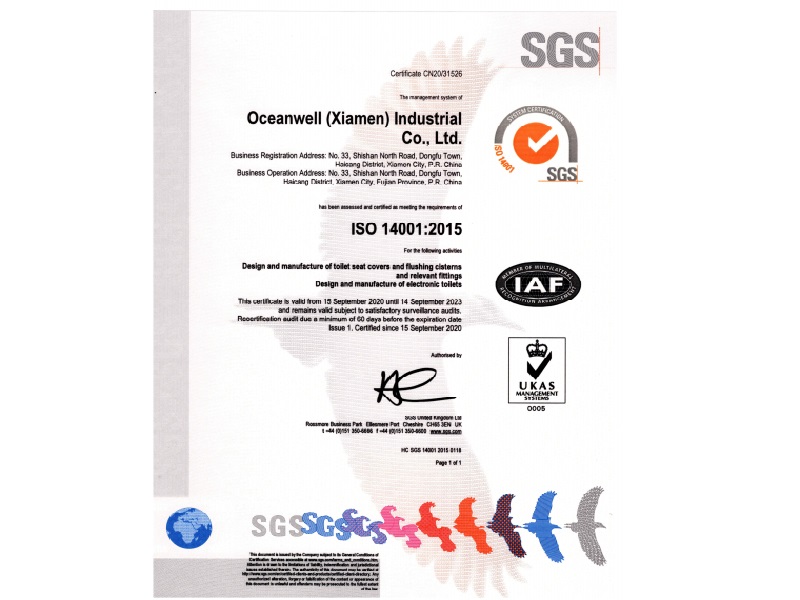  Oceanwell başarır ISO  14000 çevre sertifikası